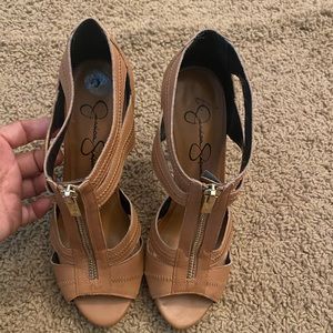 Tan T-Strap Zipper in the middle